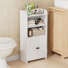 Small Bathroom Storage Cabinet Freestanding Toilet Paper Storage W/ 2 Doors 