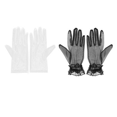 Braut Handgelenk lange Handschuhe Damen kurze Tüllhandschuhe dünn Hochzeit Brauthandschuhe
