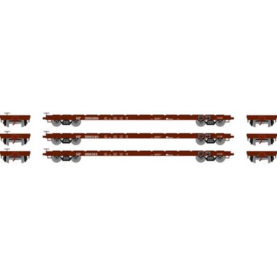Athearn ATH97089 3er Set HO RTR 60' Flachwagen, OTTX/braunes Logo