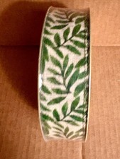 NEW 50 Yard Roll of Wired Green Leaves Craft Ribbon