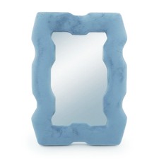 Chunky Wiggle Frame Mirror Royal Blue Velvet 30x22cm Tabletop or Wall Mount