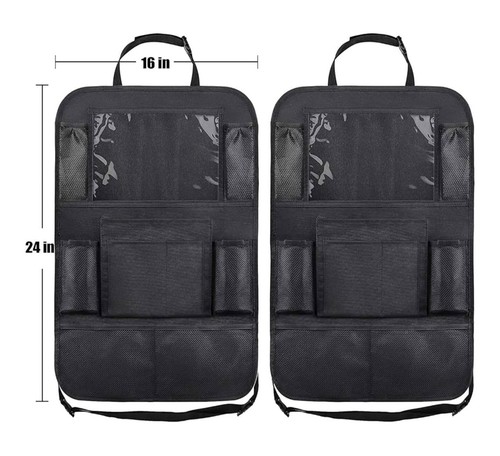 2 Pack Car Backseat Organizer 9 Storage Pockets Seat Back Protectors Kick Mats - Afbeelding 5 van 7