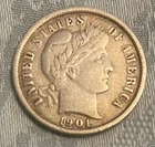 1901 P Barber Dime Silver / VG Condition