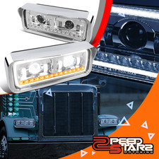 Faro proyector LED DRL carcasa cromada de 2 piezas para 01-11 Freightliner Classic XL