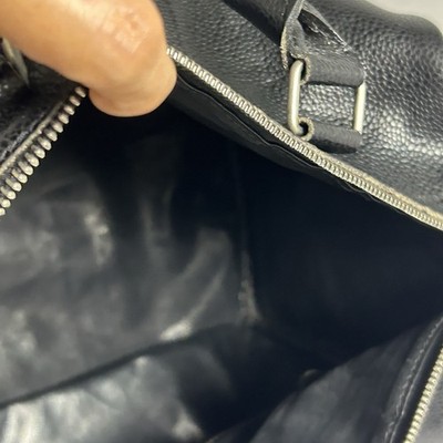 Vintage Renoma Paris Black Leather Small Boston Bag Zip