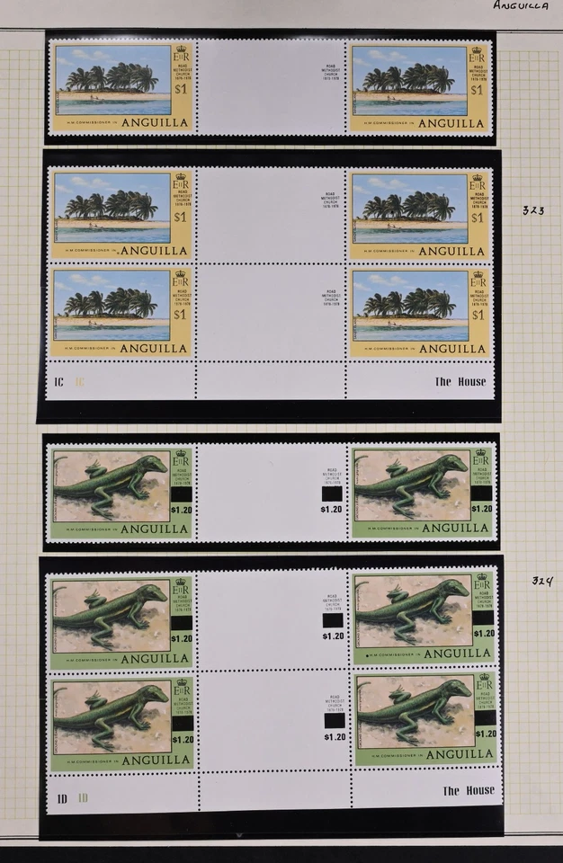 Ангилья Скотт # 319-321, 322-324 желоба пары и блоки VF OG NH марки Cat $40 - Изображение 4 из 4