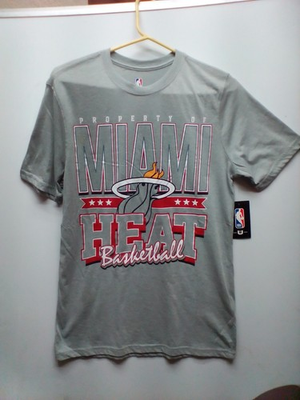 #ad NBA Property Of Miami Heat Basketball T Shirt Gray Size Small NWT $20.00