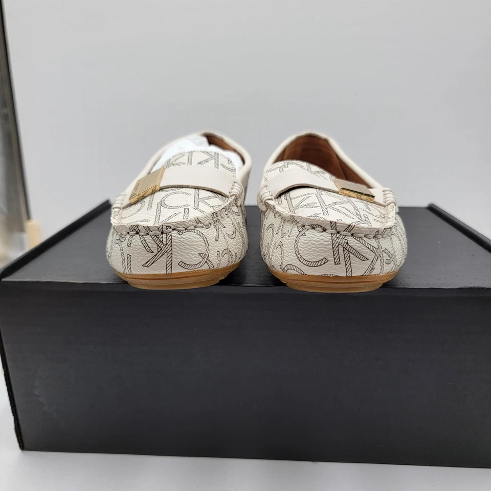 Calvin Klein Shoes Womens Size 9.5 Logo Loafers Beige White Lisa 34E9870 (264) - Image 3 of 4