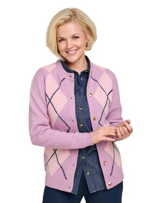 Damen weiche Strick Argyle Goldknopf Strickjacke von Amber
