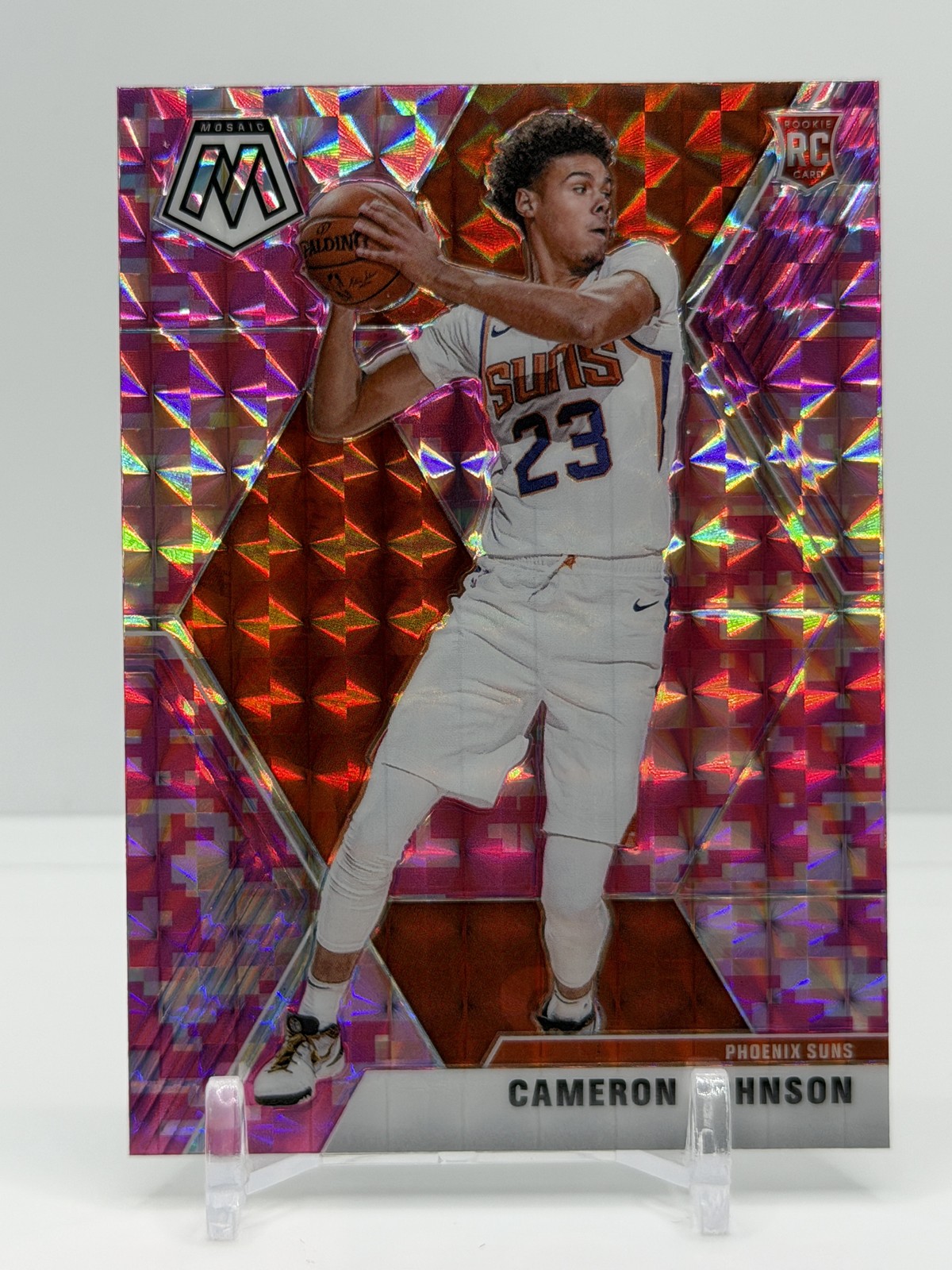 2019-20 Panini Mosaic #203 Cameron Johnson RC Camo Pink Phoenix Suns