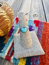 Handcrafted Turquoise  Sterling Silver Heart Adjustable Ring