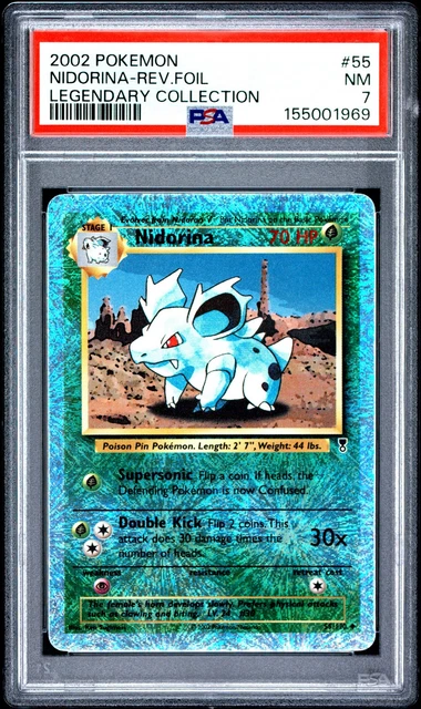 2002 POKEMON LEGENDARY COLLECTION #55 NIDORINA-REVERSE FOIL PSA 7