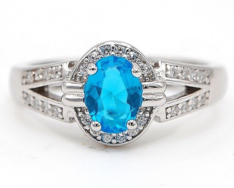 2CT Heat Treated Blue Topaz 925 Solid Sterling Silver Ring Sz 7 U1-6