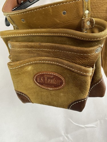VTG Bucket Boss Tool Belt 11 Pocket Adjustable Carpenter Apron Leather USA Made - Picture 10 of 24