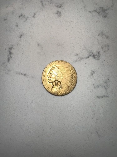 1910 $2.5 Dollar Indian Head Eagle United States Gold Coin AU Condition Good