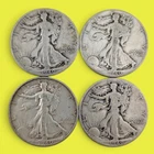 Lot of 4 Walking Liberty Half Dollars 90% Silver 900 49.0g all 1940 American B2
