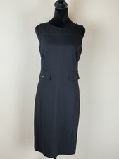 Talbots Dress Womens Size P Black Luxe Ponte Knit Midi Sheath Sleeveless