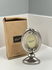 Terragrafics 1995 Mini Tabletop Picture Frame Oval Vintage Pewter Look