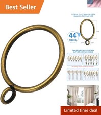 44 Pack Curtain Rings with Eyelets, Metal Drapery Rings for Pinch Pleat Curta...