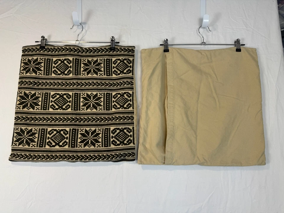 Pottery Barn Snowflake Fair Isle Winter Pattern Pillow Covers Black Cream 20x20 - Image 3 of 4