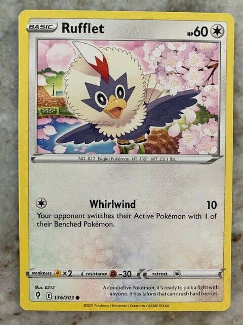 Pokemon TCG Rufflet Card Evolving Skies 136/203 Common NM