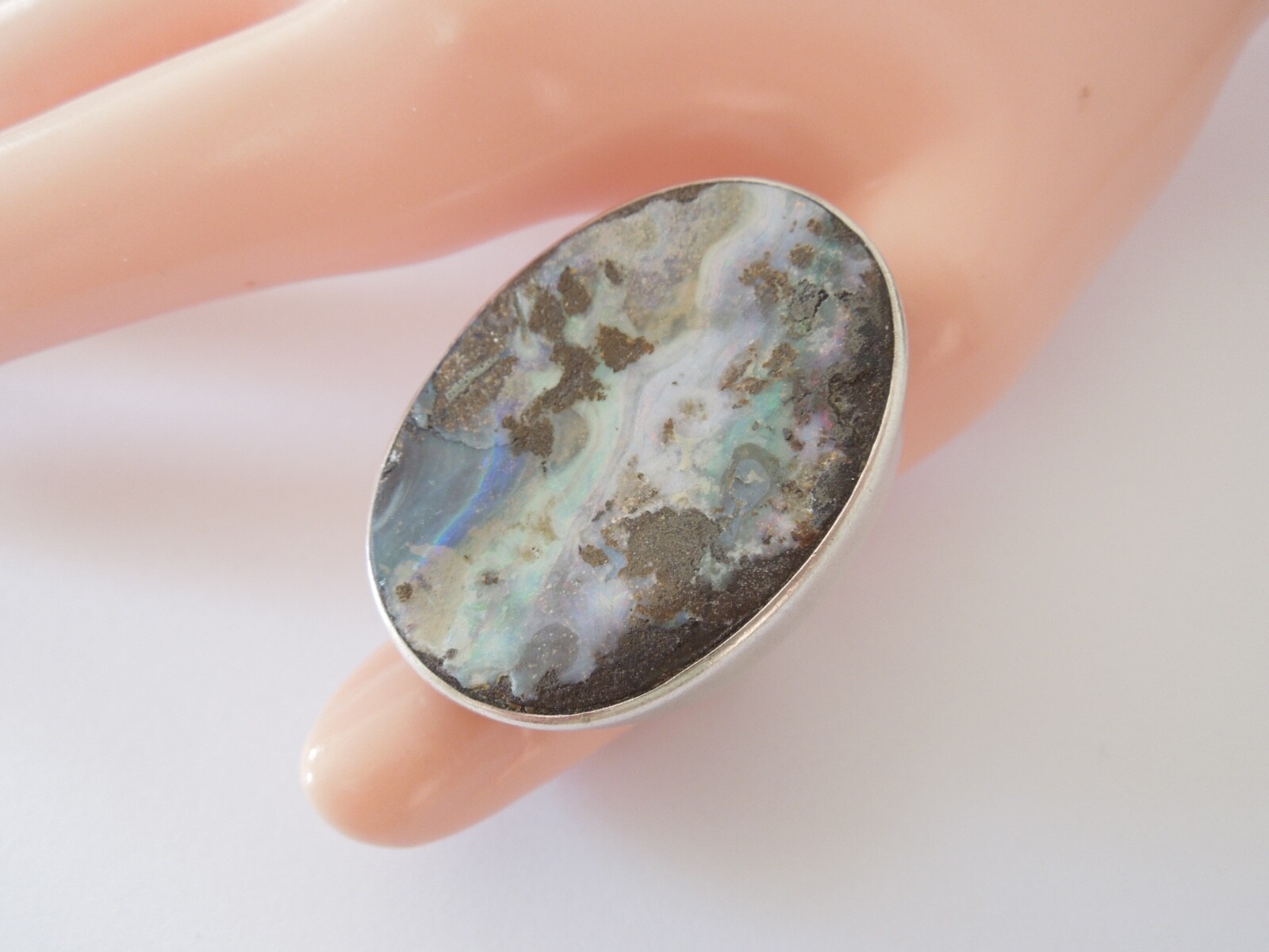Ring 925 silver boulder opal opal solid 27.9 g/ad… - image 11