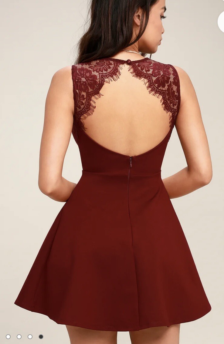 Wine Lulus Burgundy Skater Dress Lulus Black Need You Close Wine Lace  Backless Skater Dress Mini
