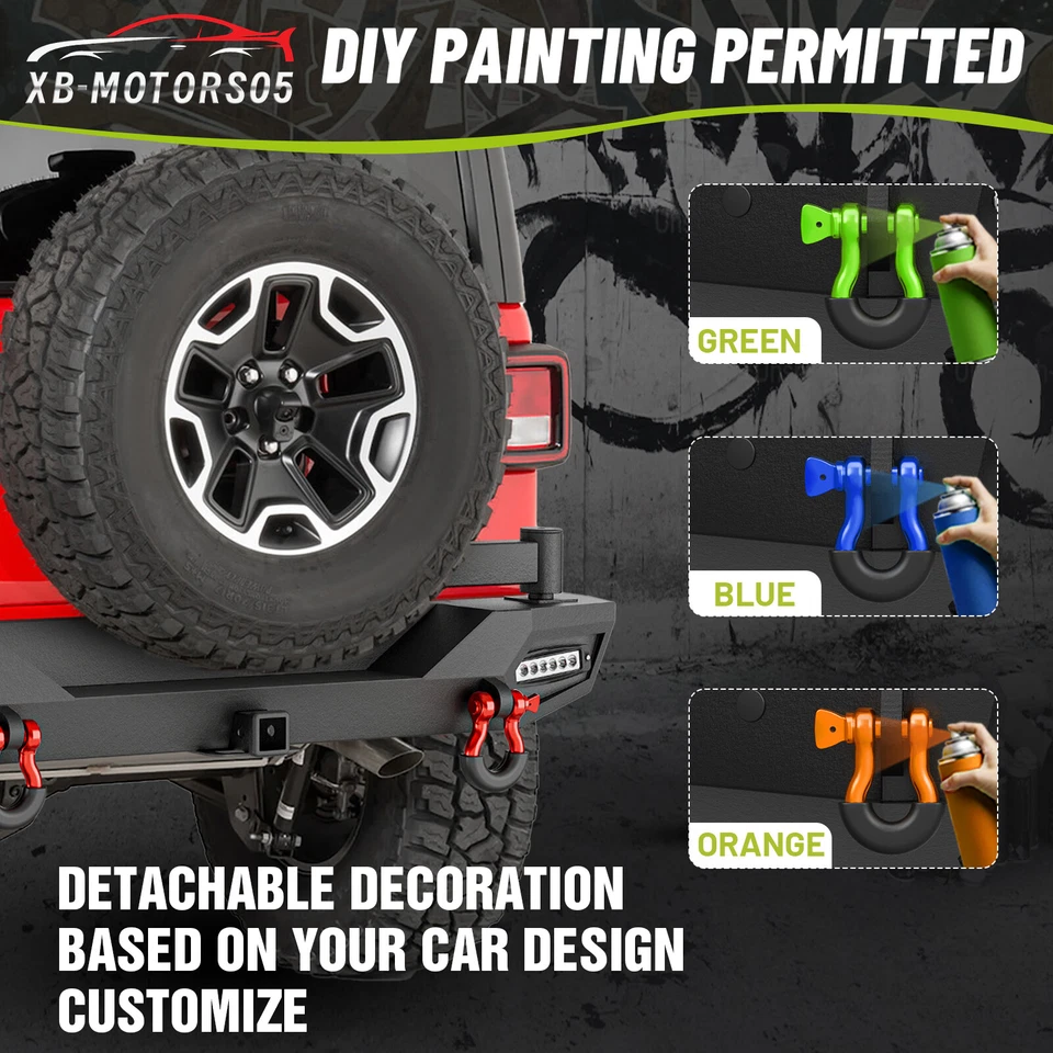 With Spare Tire Carrier For 2018-2025 Jeep Wrangler JL JLU Unlimited Rear Bumper - Image 4 of 4