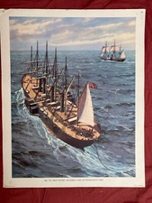 Vintage 1950s UK Macmillan History Geography Print TRANSATLANTIC CABLE Nautical
