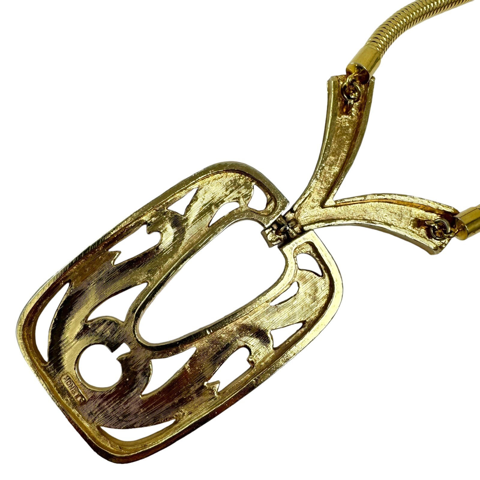 Vtg MONET Gold Tone Large Rectangular Pendant Sna… - image 10