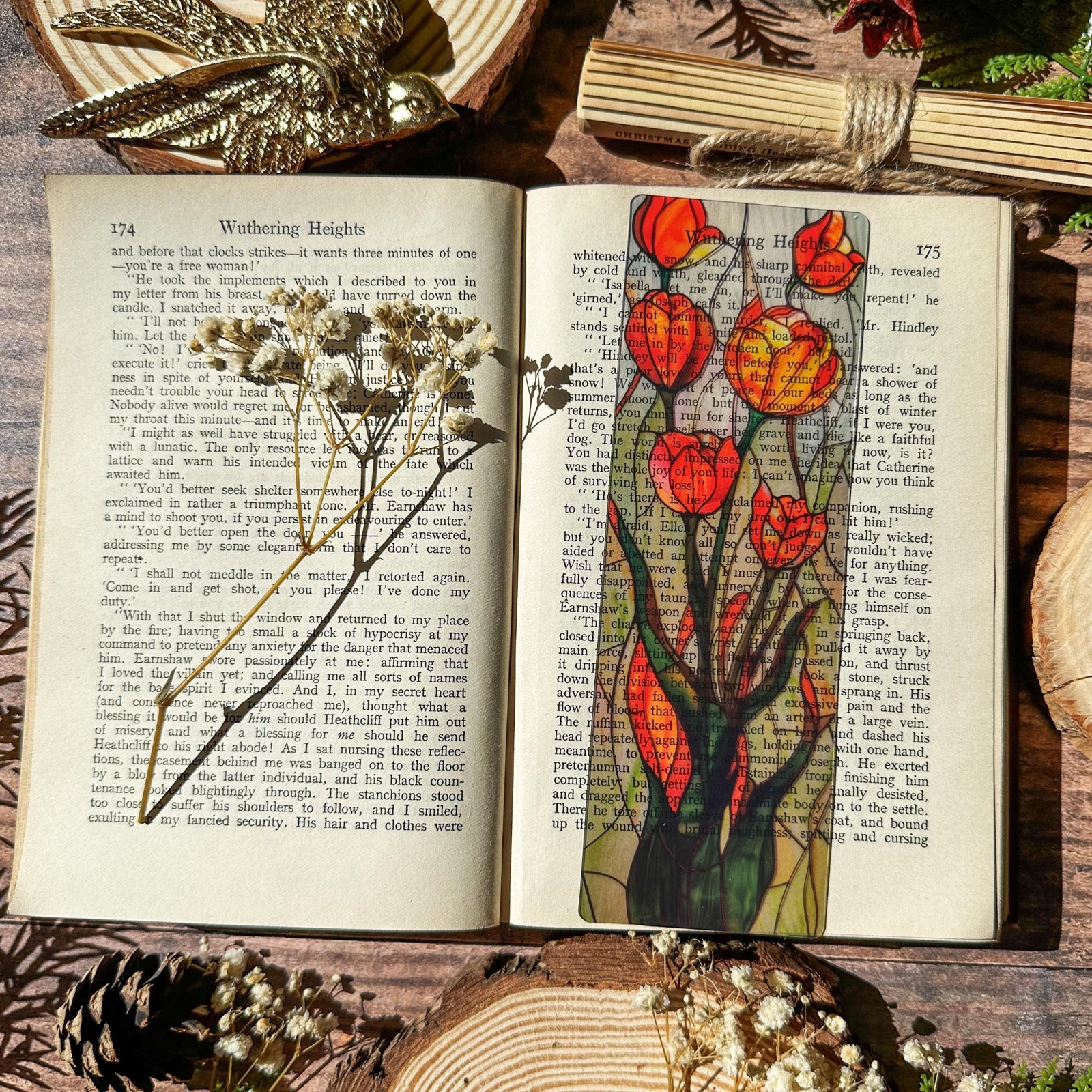 Floral Stained Glass Bookmarks (Flower Transparent Clear Bookmark, Book Lover)