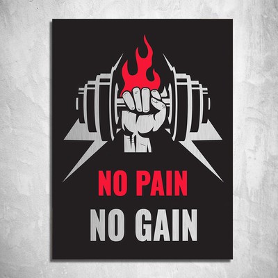 Metal Sign Plaque Metallic No Pain No Gain Fitness Exercise Gym Quotes X 15cm Ebay