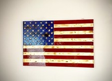 Wooden American Flag Rustic - Hand Carved Stars
