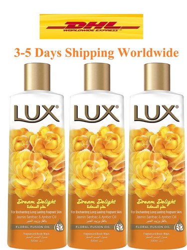 LUX Dream Delight Jasmin & Amber Oil BATH BODY WASH SHOWER GEL 3x PACK 500ml