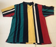 Cotton Traders Men  s L Golf Polo Shirt Colorful Stripes G1.5D20