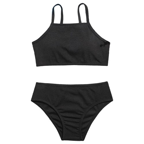 Girls Bikini Swimsuit Adjustable Strap Top with Briefs Solid Color 2Pcs Swimwear - Picture 20 of 31