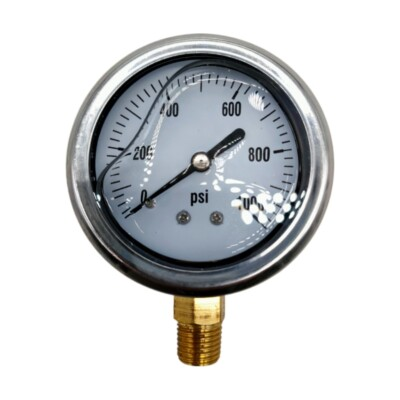 #ad Liquid Filled Pressure Gauge 0 1000 PSI 1 4quot; NPT LM Side Mount 2.5quot; Face $11.75