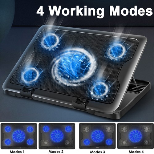 A9 Laptop Cooler Cooling Pad 5 Powerful Fan Table Stand for 7"-17" Laptop LED - Picture 12 of 14