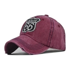 Route 66 Red Baseball Cap, Washed Retro Cotton, New Style Base Ball Hat