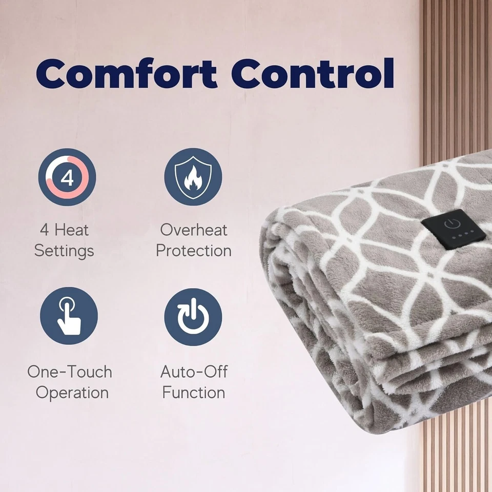 Manta térmica eléctrica Dreamaker One-Touch polar (50x60 pulgadas) gris Foto 4 de 4