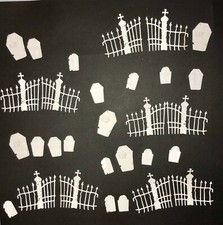 HALLOWEEN GRAVEYARD CARDSTOCK PAPER DIE CUT EMBELLISHMENTS