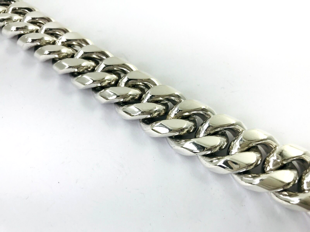Magnificent Taxco Mexico 925 Sterling Silver Curb Chain Bracelet
