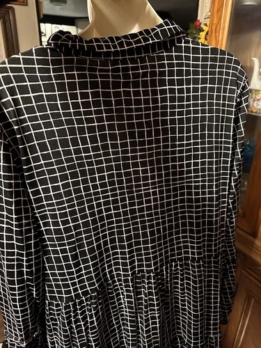 Style & Co. Womens Tiered Button Down Blouse Black Size-XL Long Sleeve Collard - Picture 3 of 10