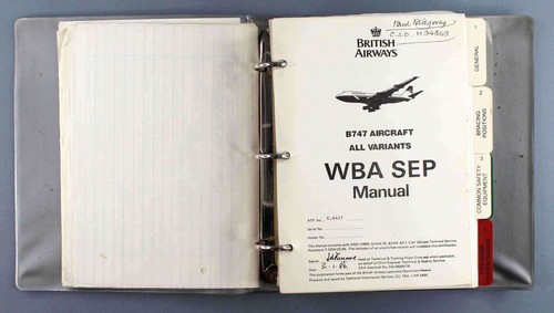 BRITISH AIRWAYS BOEING 747 1980'S AIRLINE CABIN CREW SEP MANUAL BA SAFETY CARD