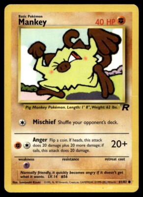 Mankey 61/82 Pokemon Card Team Rocket Common 40 HP Near Mint C25