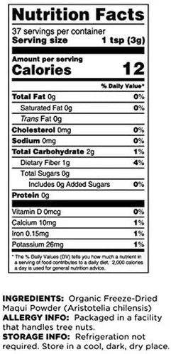 Organic Maqui Berry Powder, 4 Oz, Freeze-Dried, Antioxidant-Rich Superfood fo...