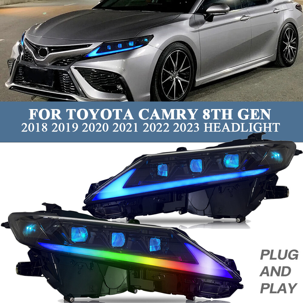 RGB LED Headlight For Toyota Camry 8th Gen 2018-2024 Head Front