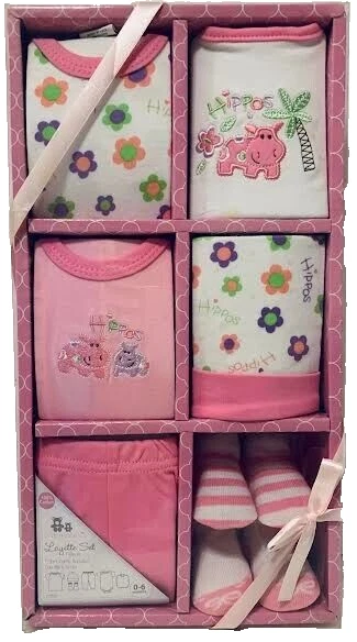 New Cribmates 7-Piece Layette Set 0-6 Months Pink Multi Floral Animals Stripes!