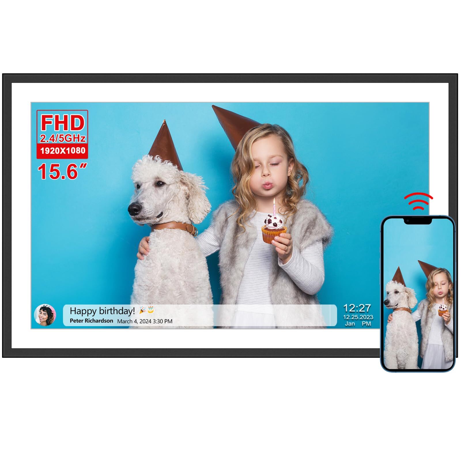 15.6 Inch FHD Touchscreen WiFi Digital Picture Frame with 1920x1080 IPS Display