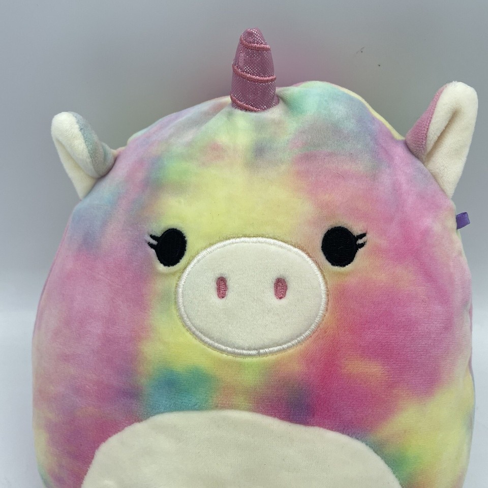 Squishmallow ESMERELDA Kellytoy Rainbow Unicorn Plush Tie Dye Pink Soft ...